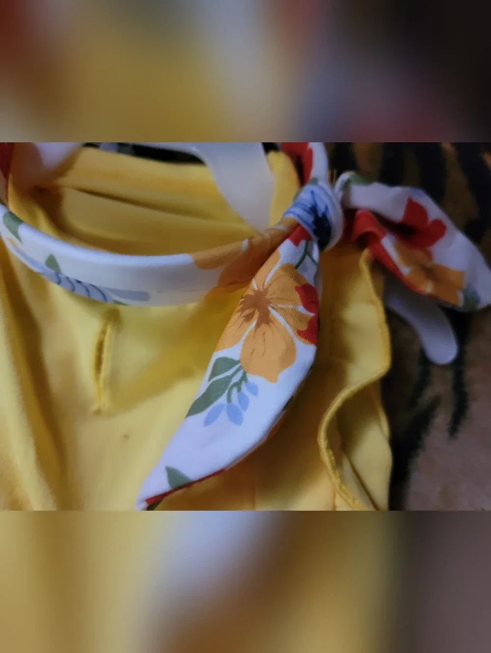 Pet Dress Dog Ir Cat Yellow Floral W Headband New Xs or Sm. Ea.
